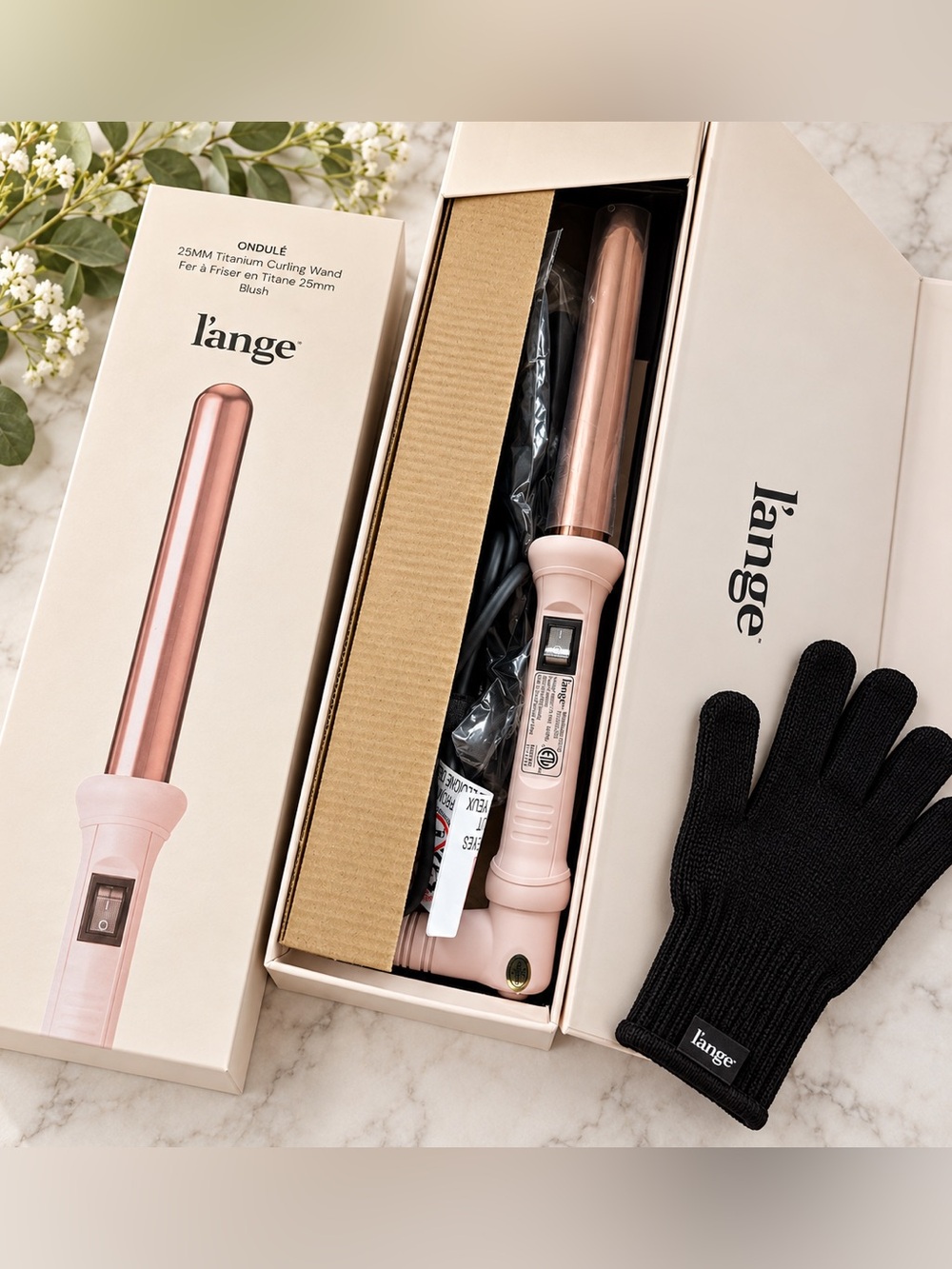 NWT L’ange Ondulé 25mm Titanium Curling Wand Blush Pink New in Box